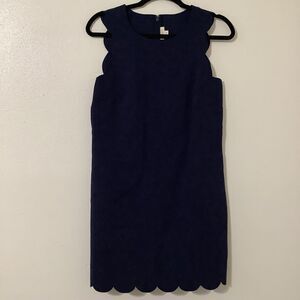 J. Crew Factory Scallop Hem Navy Summer Minimalist Casual Knee Length Dress Sz 4